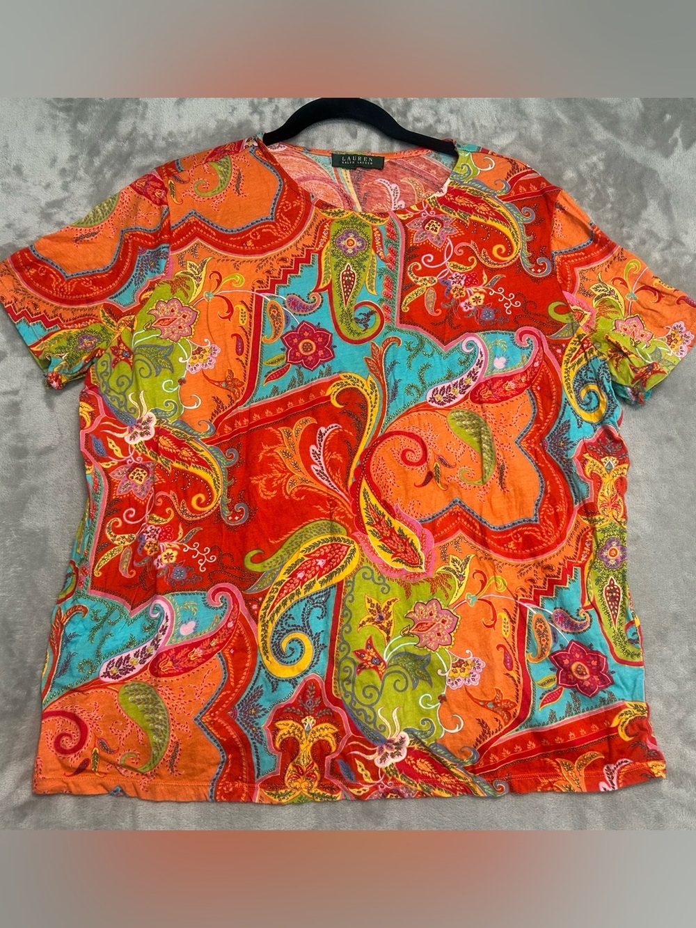 Lauren Ralph Lauren Paisley Floral Artsy T Shirt Women’s Colorful